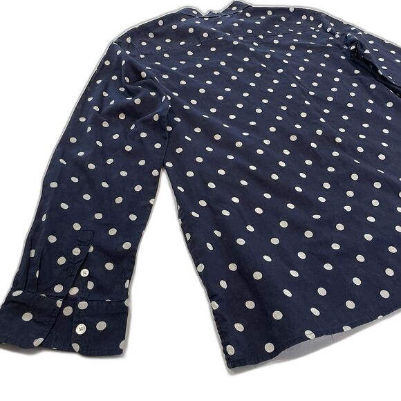TALBOTS Women’s Polka Dot Navy Blouse Size M - Picture 3 of 12